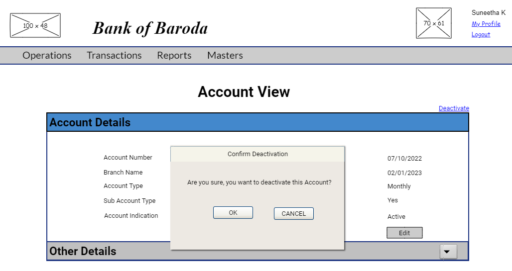 Account Deactivate Confirmation