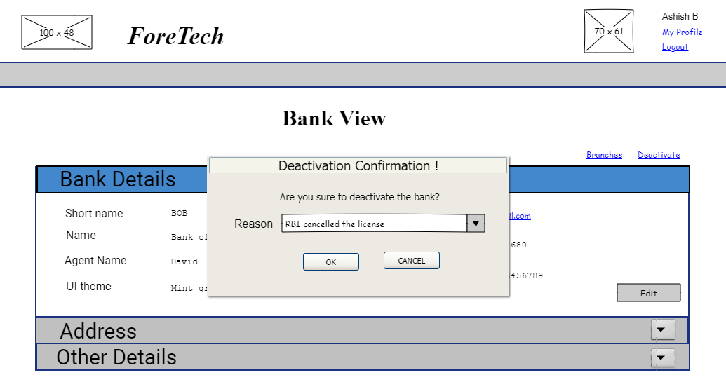 Bank Deactivate Confirmation
