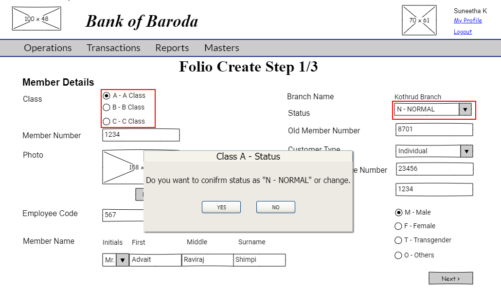 Folio Create Class Status